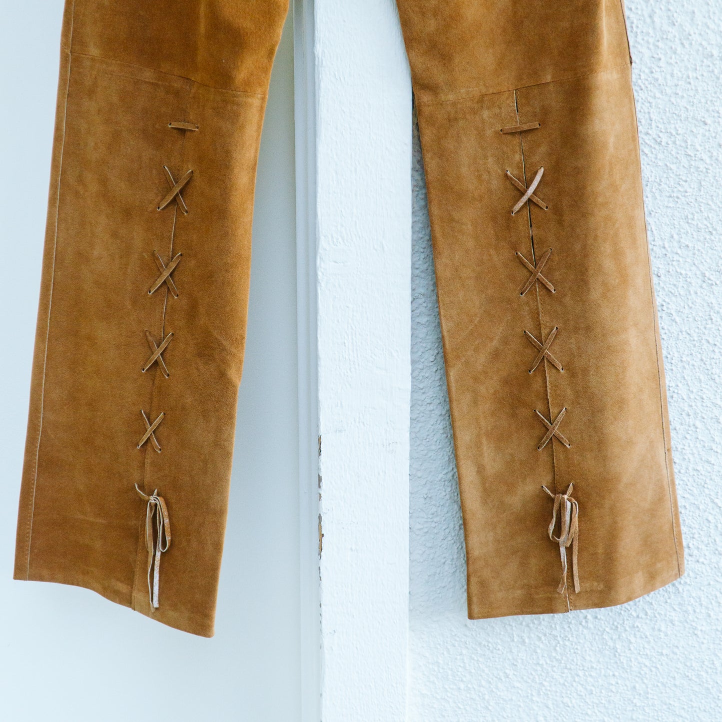 Y2K Caramel Lace Up Suede Pants | XS