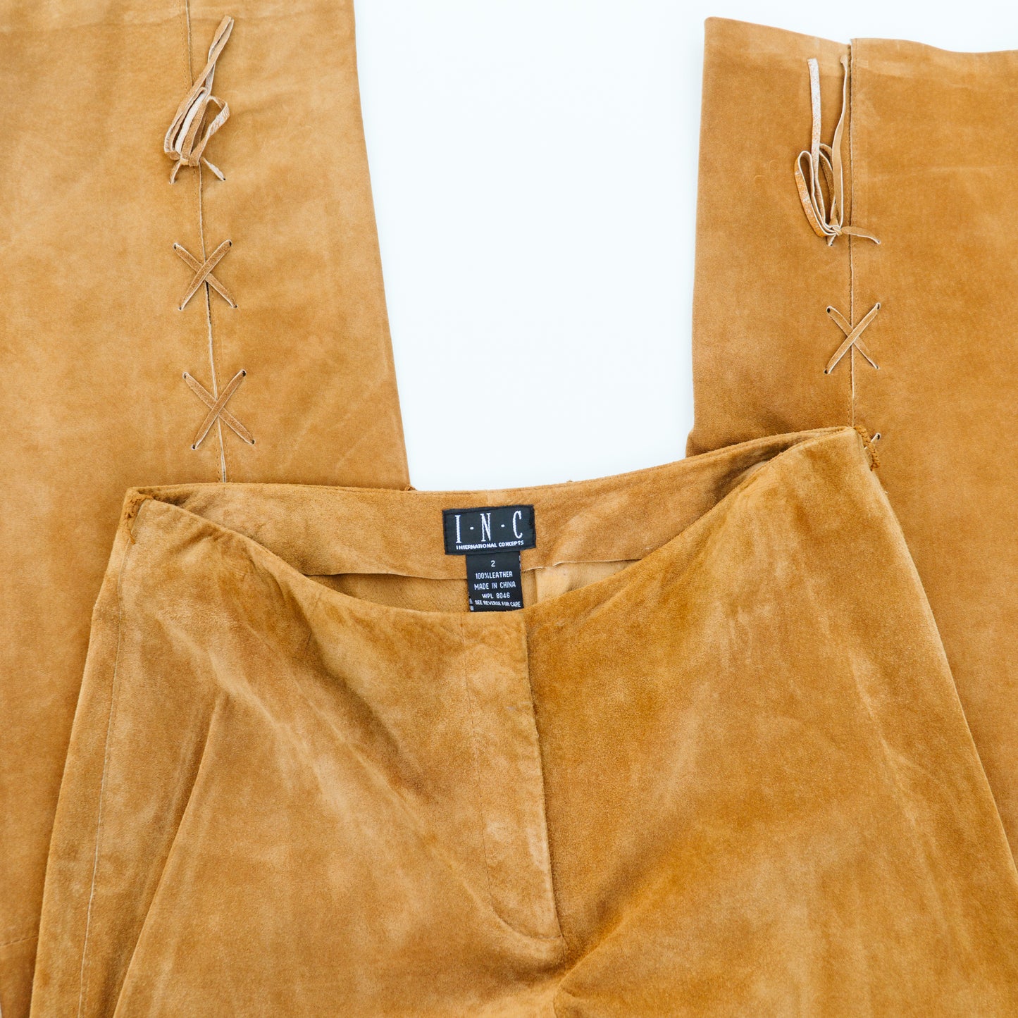 Y2K Caramel Lace Up Suede Pants | XS