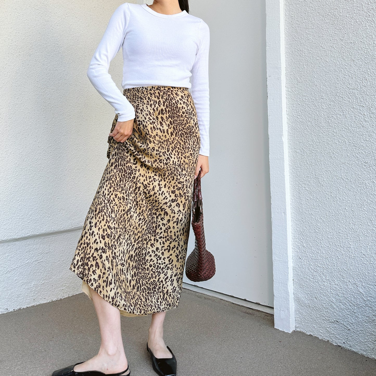 Y2K Cheetah Print Silk Maxi Skirt | XL