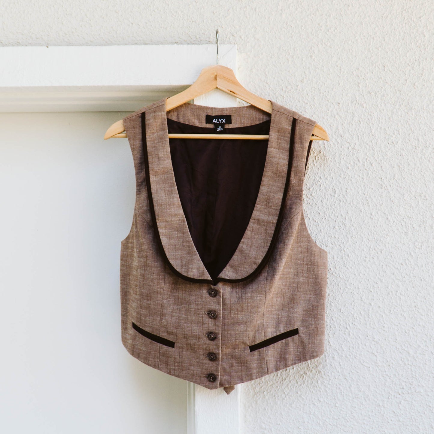 Y2K Contrast Trim Brown Waistcoat | L/XL