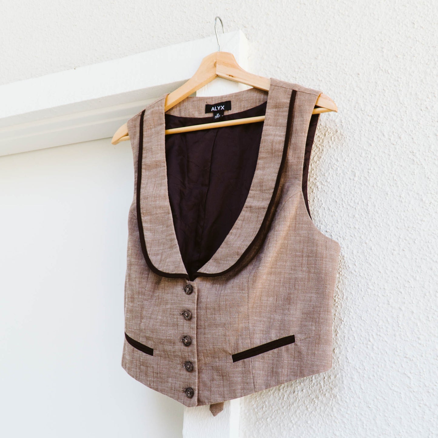 Y2K Contrast Trim Brown Waistcoat | L/XL