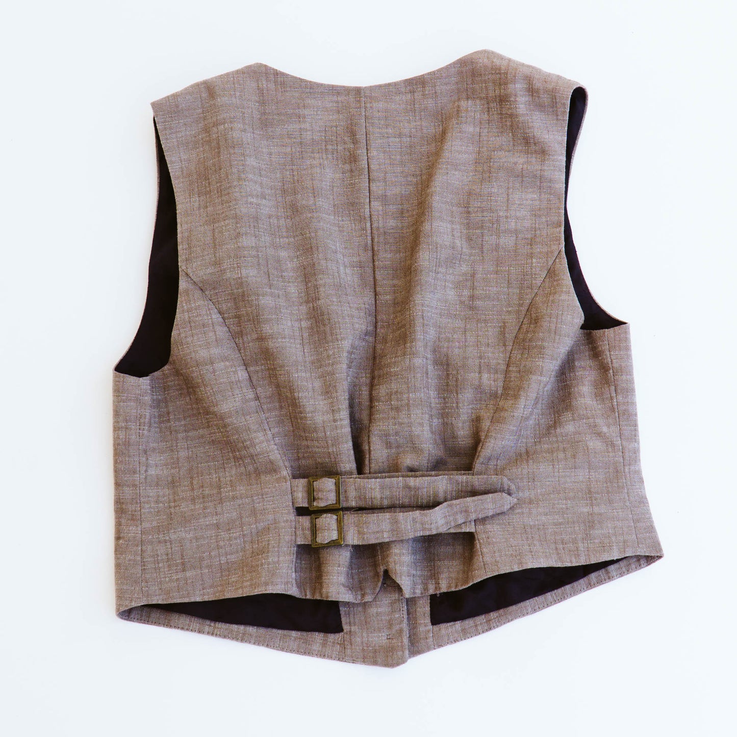 Y2K Contrast Trim Brown Waistcoat | L/XL