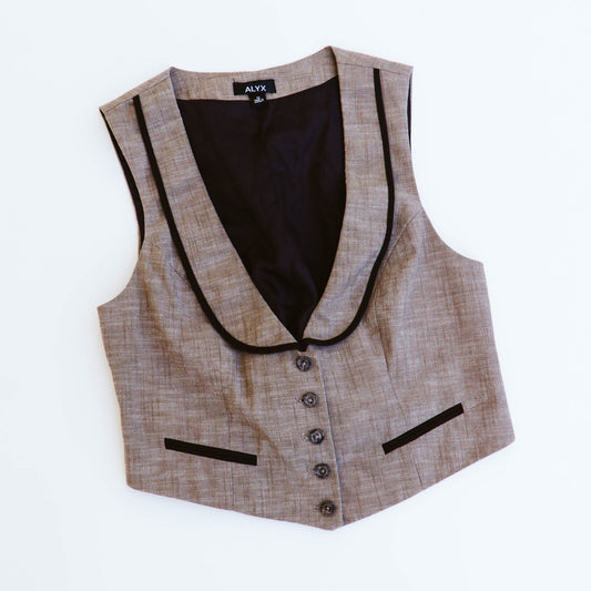 Y2K Contrast Trim Brown Waistcoat | L/XL