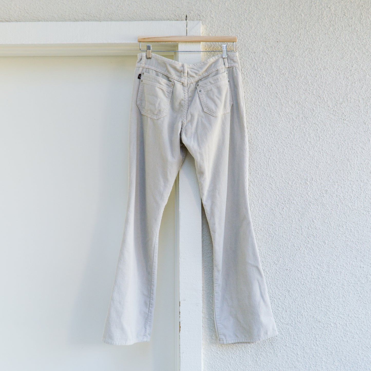 Y2K Cream Rib Corduroy Pants L