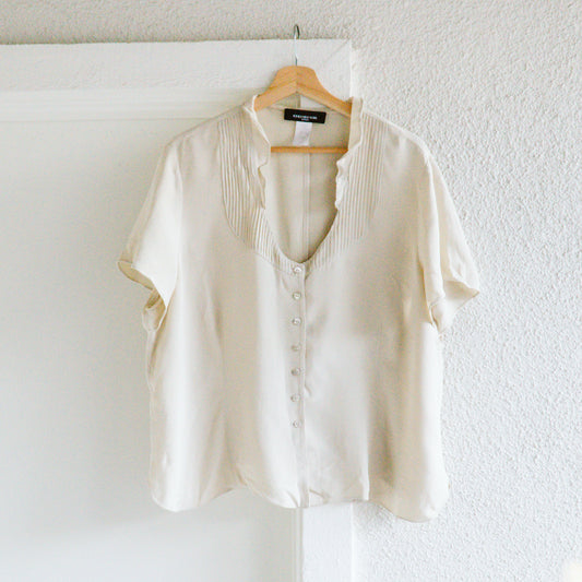 Y2K Cream Silk Blouse | 20