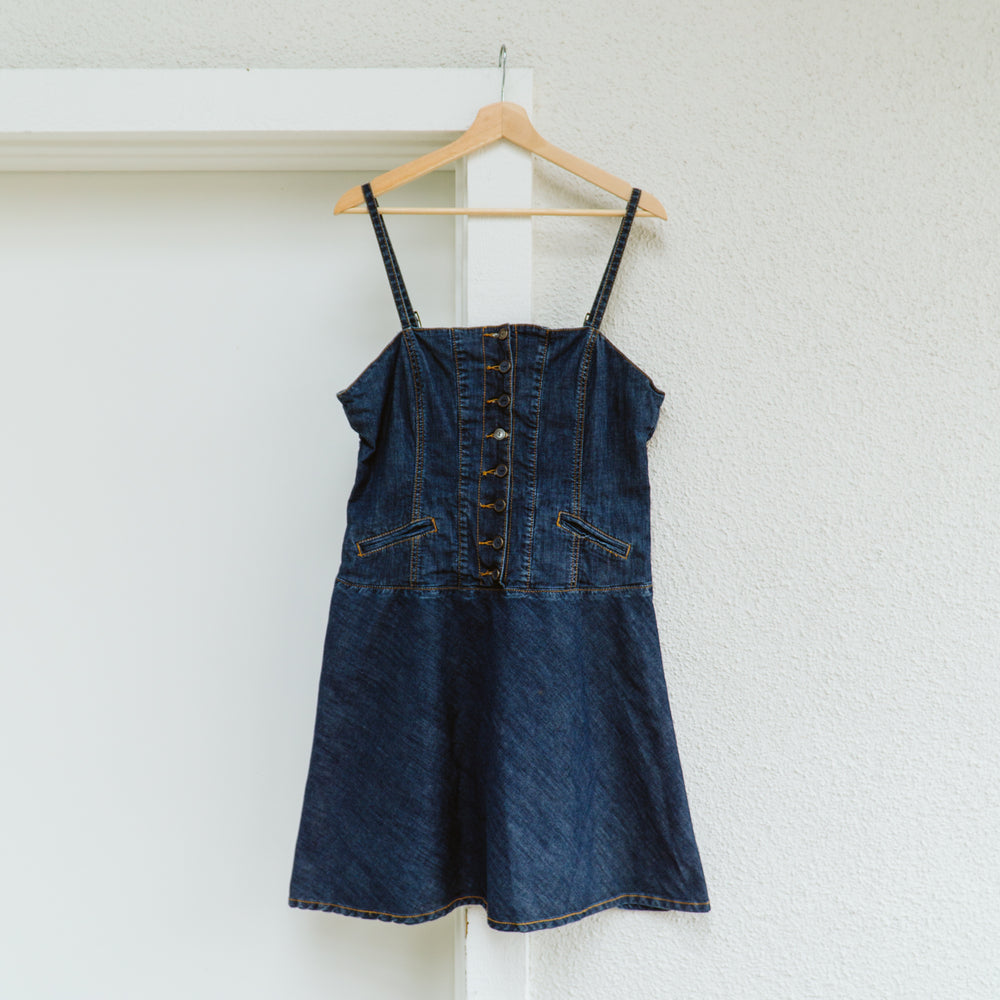 Y2K Denim Drop Waist Dress | L/XL