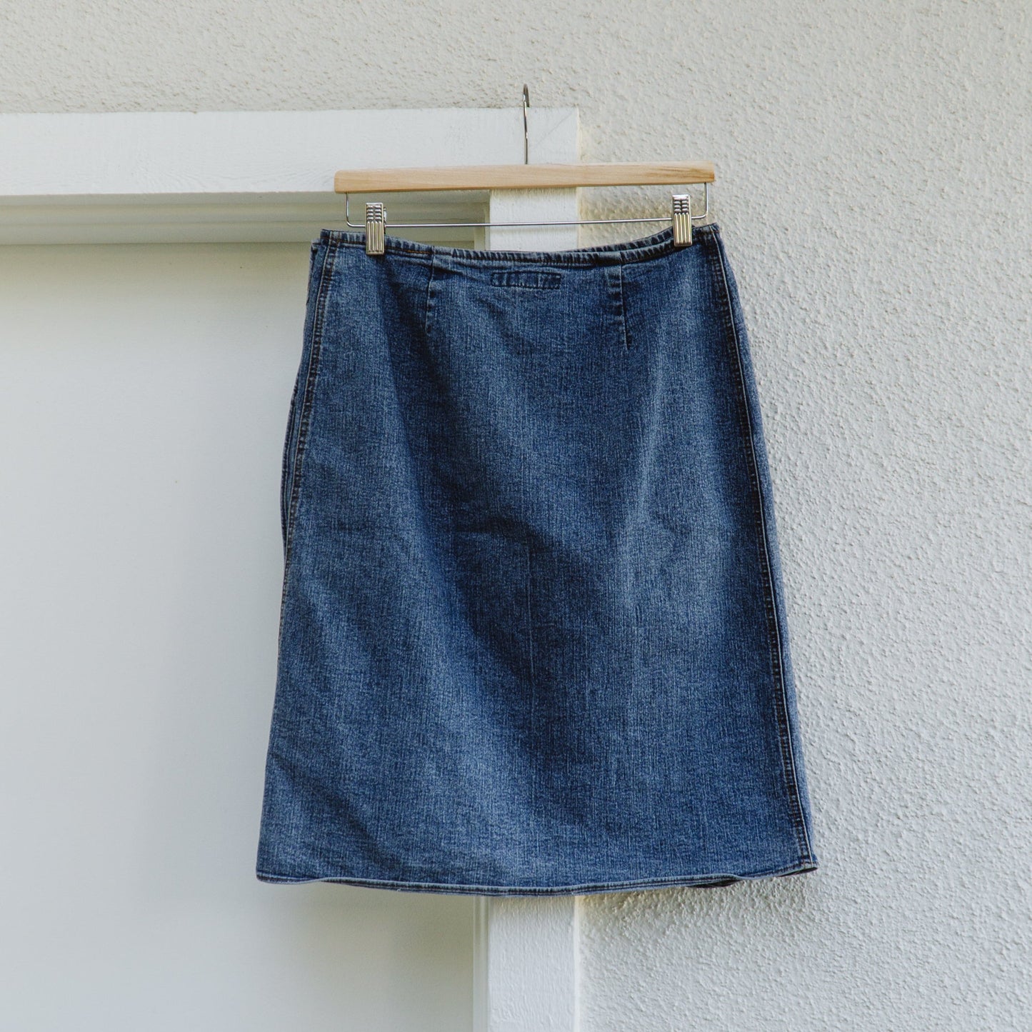 Y2K Denim Wrap Seam Midi Skirt | L