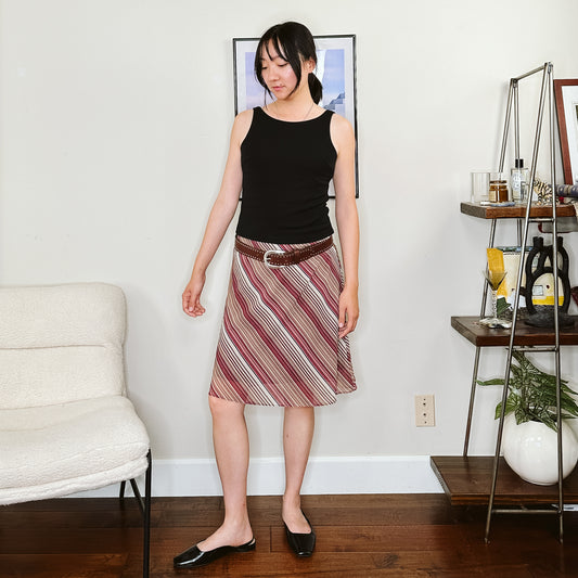 Y2K Diagonal Stripe Knee Skirt | L-XL