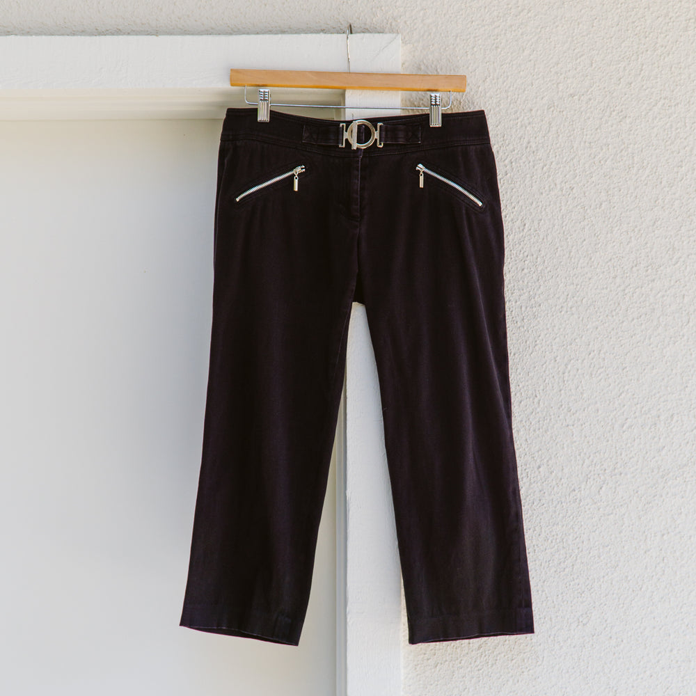 Y2K Faux Belt Capri Pants | M