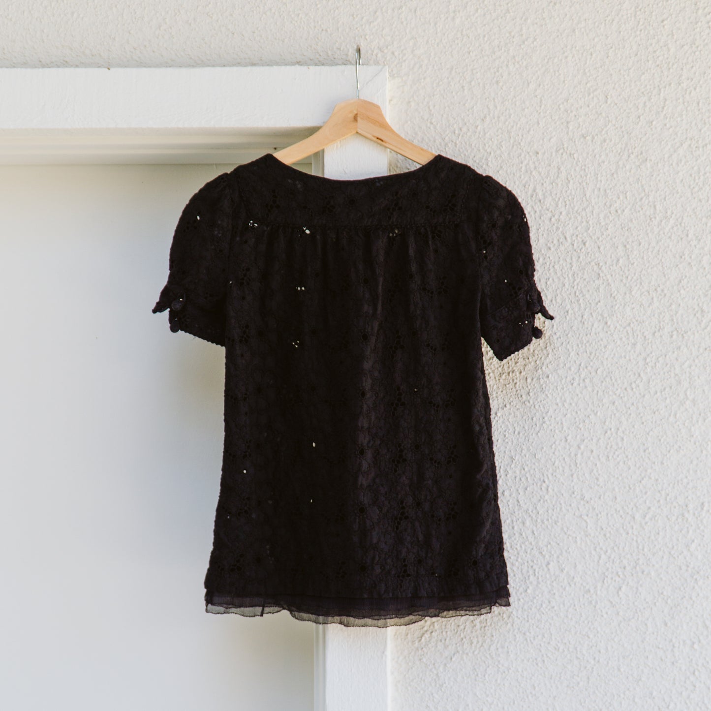 Y2K Juicy Couture Black Eyelet Blouse | XS