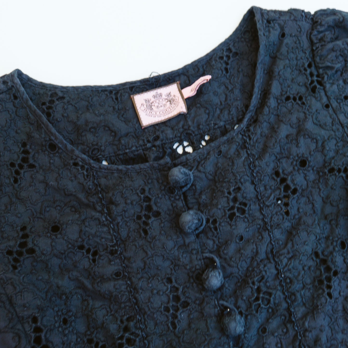 Y2K Juicy Couture Black Eyelet Blouse | XS