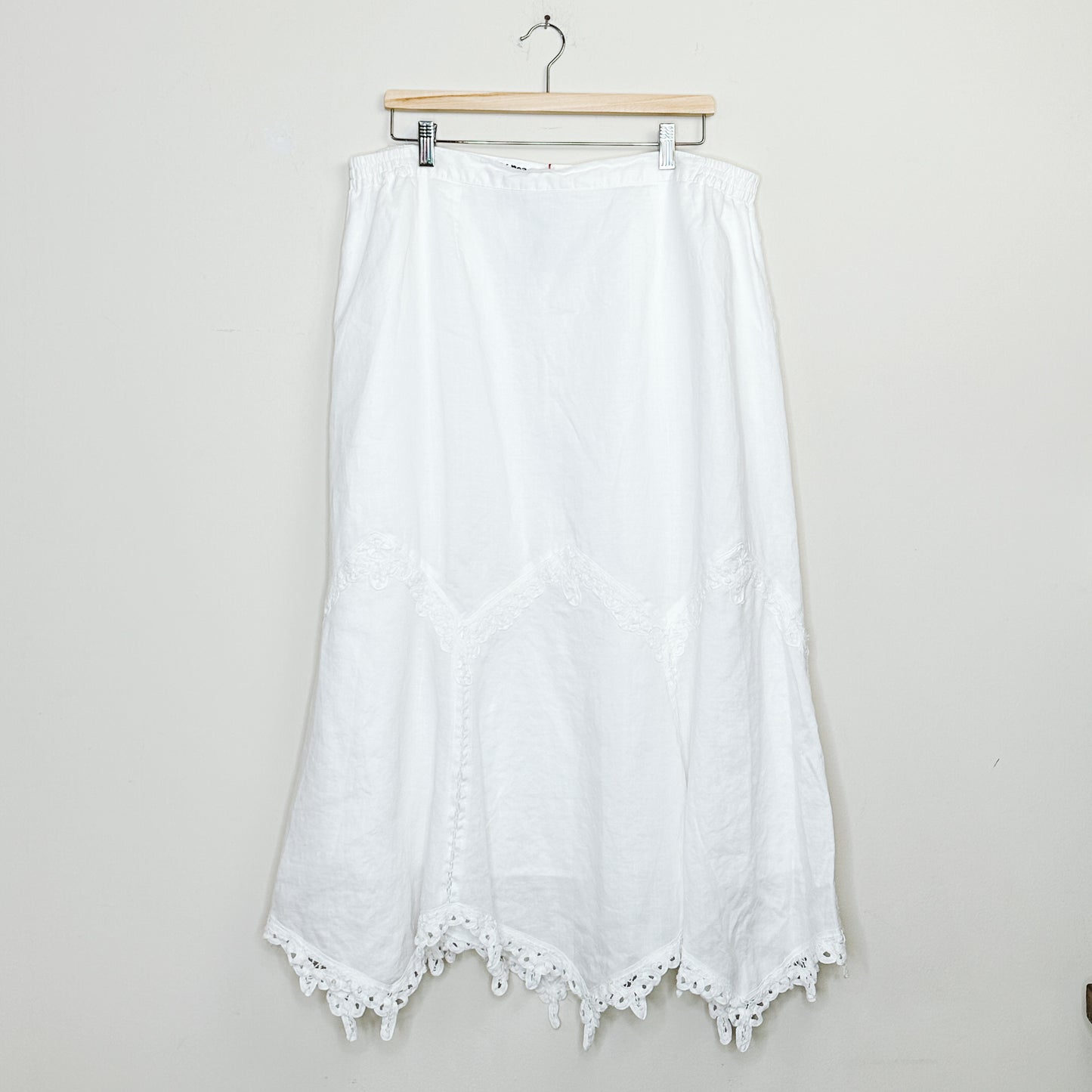 Y2K White Lace Trim Midi Skirt | 1X