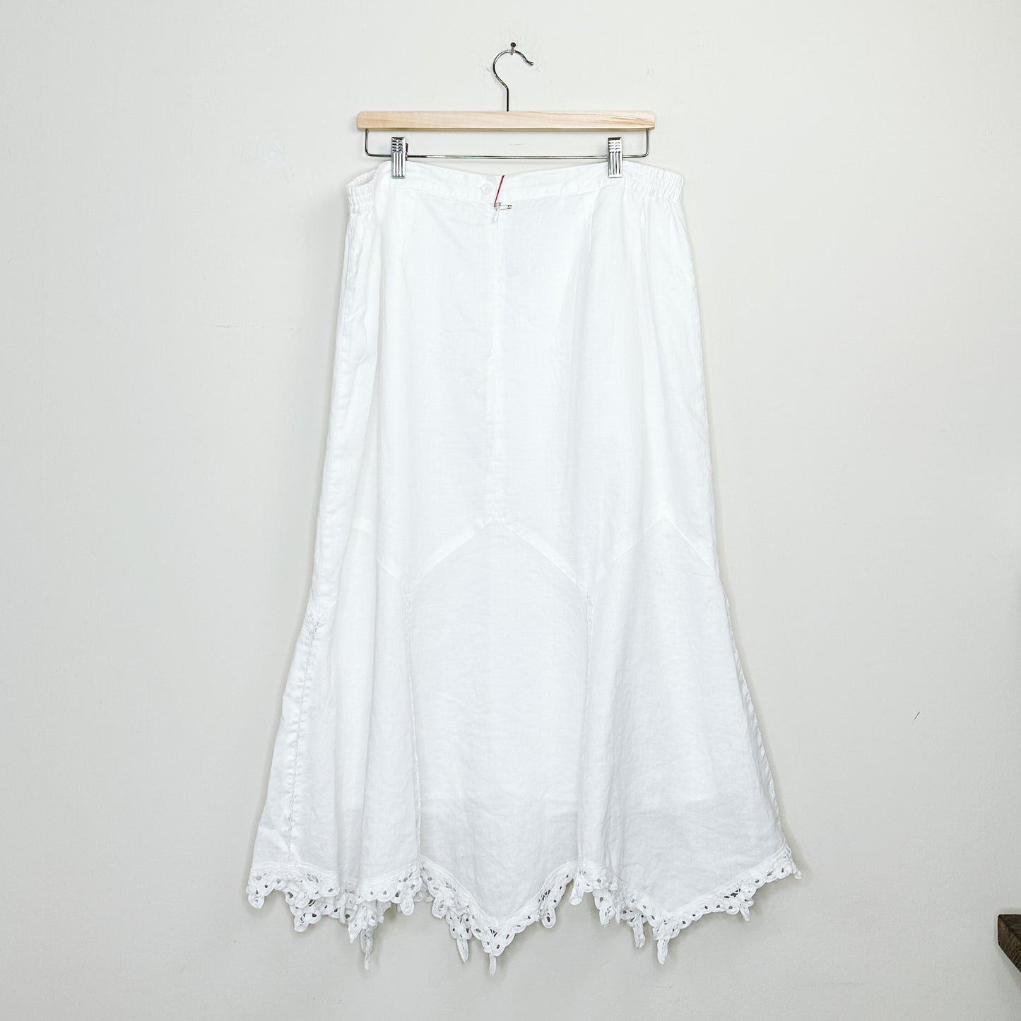 Y2K White Lace Trim Midi Skirt | 1X