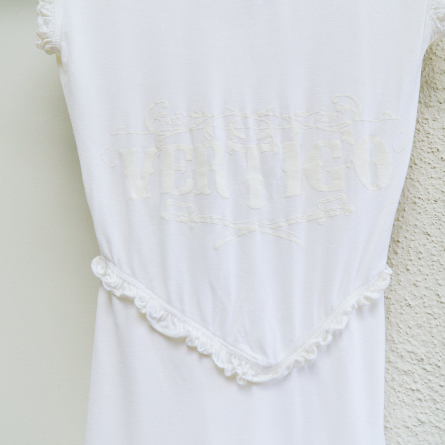 Y2K White Ruffle Jersey Blouse | M/L