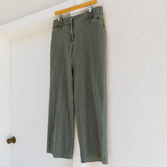 Y2K Wide Leg Olive Jeans | XL