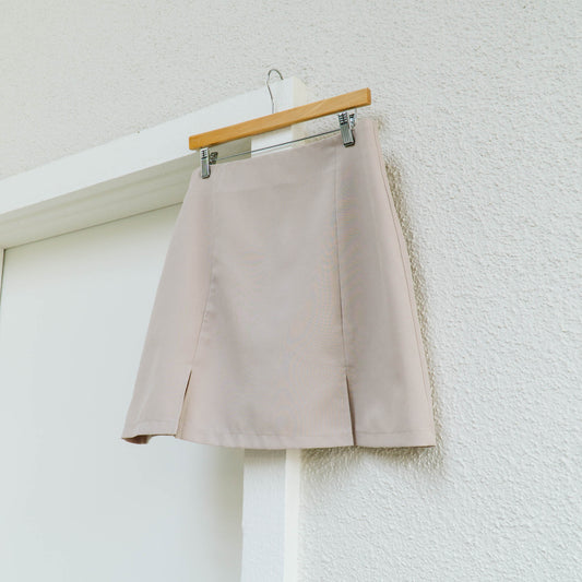 90's Beige Slit Mini Skirt | L