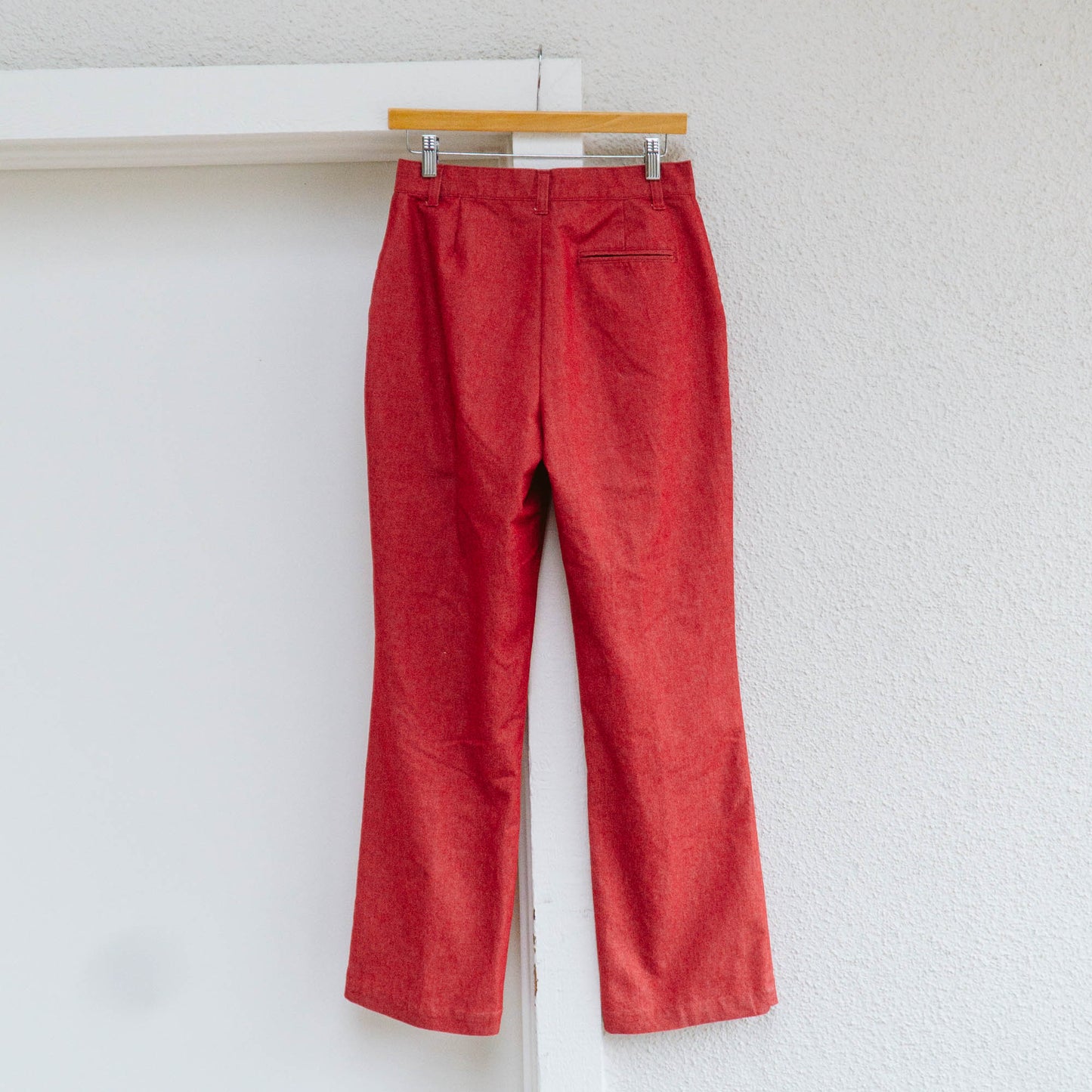 Red High Rise Denim Trousers | S/M