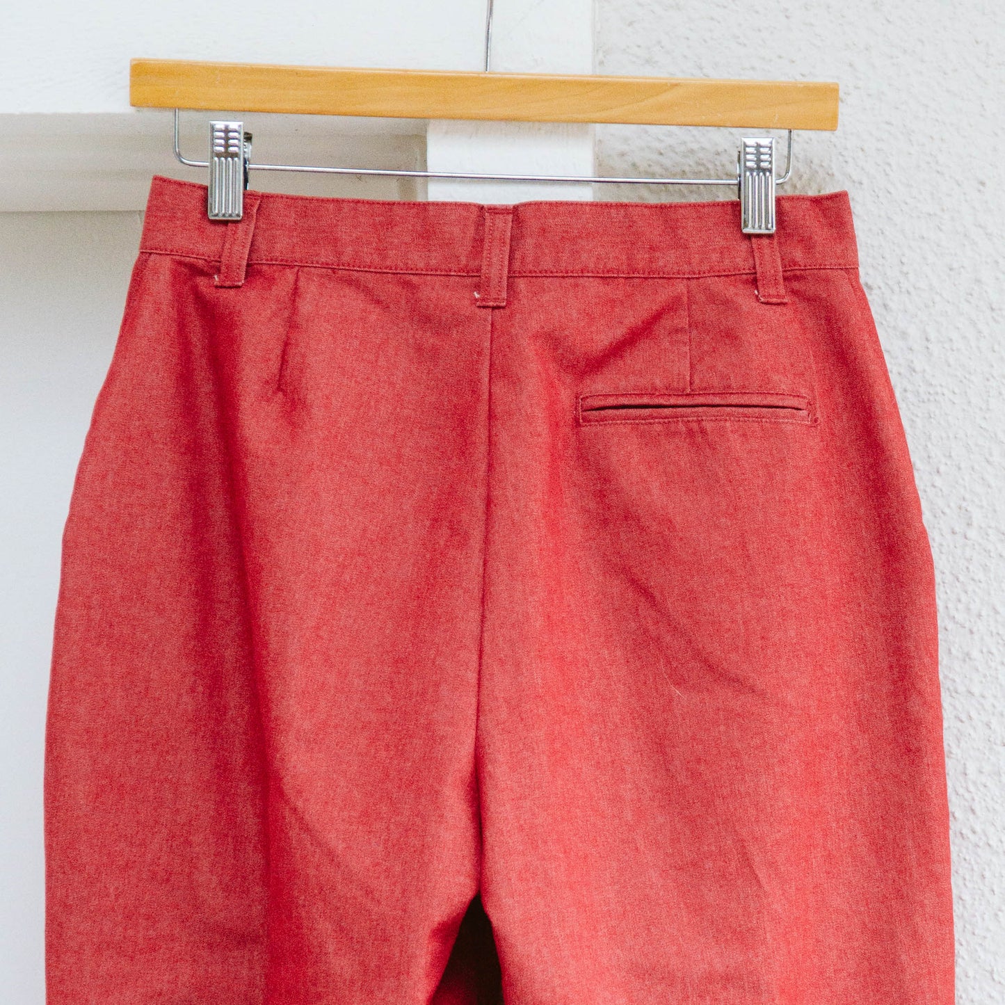 Red High Rise Denim Trousers | S/M